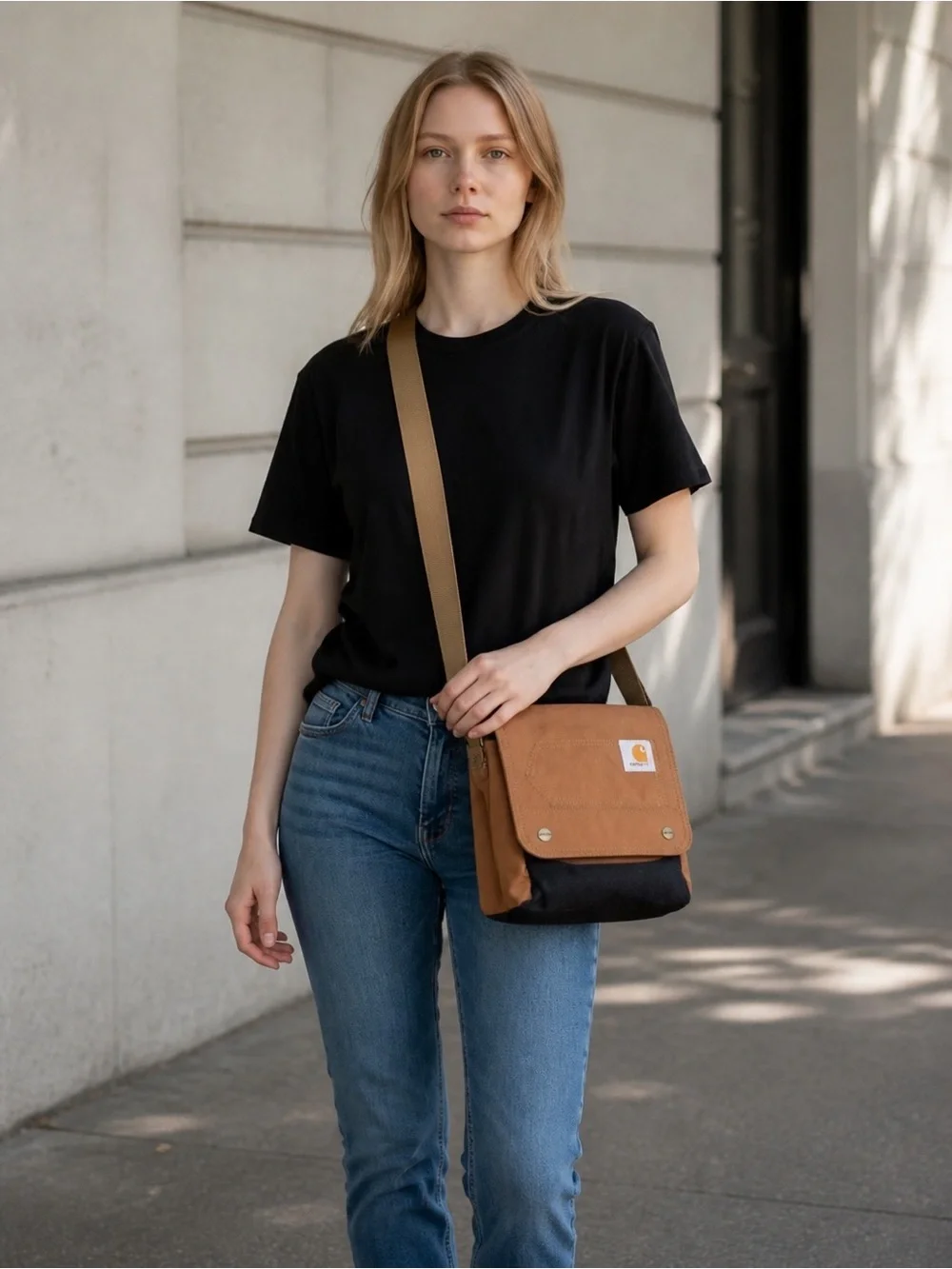 Carhartt Tan and Black Canvas Messenger Bag